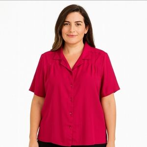 Liz Baker Pink Vintage Flowy Womens Blouse Plus Sz 18W